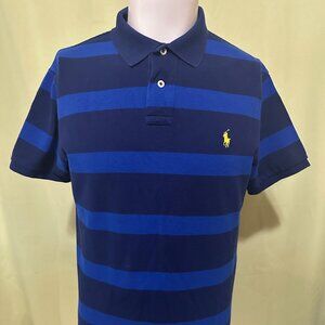 Polo Ralph Lauren Custom Fit Men's Blue Stripe Polo Shirt Large